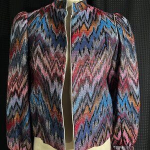 AWESOME Vintage Psychedelic Disco Malbe Flame Pattern Metallic Tapestry Jacket